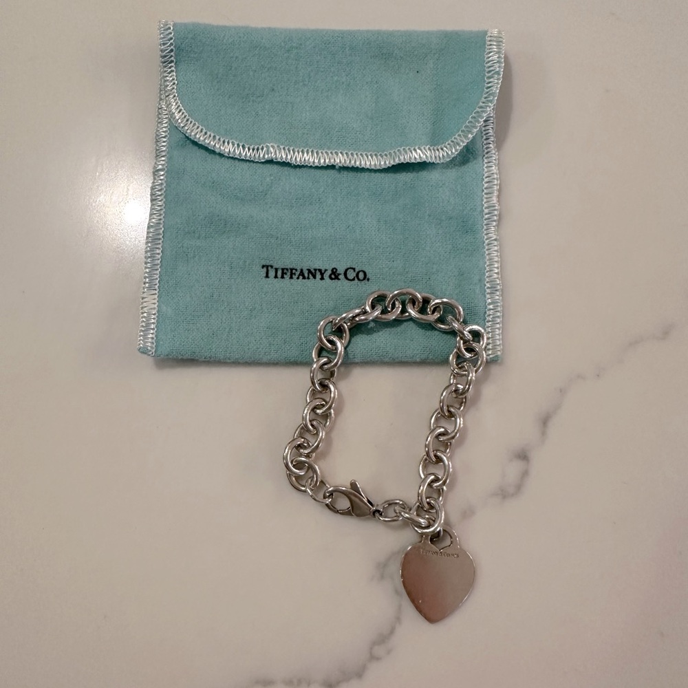 Authentic Tiffany & Co sterling silver heart tag charm bracelet